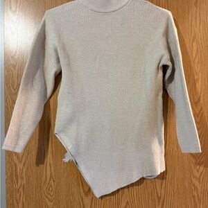 Ophelia Roe Cream Ribbed Asymmetrical Sweater